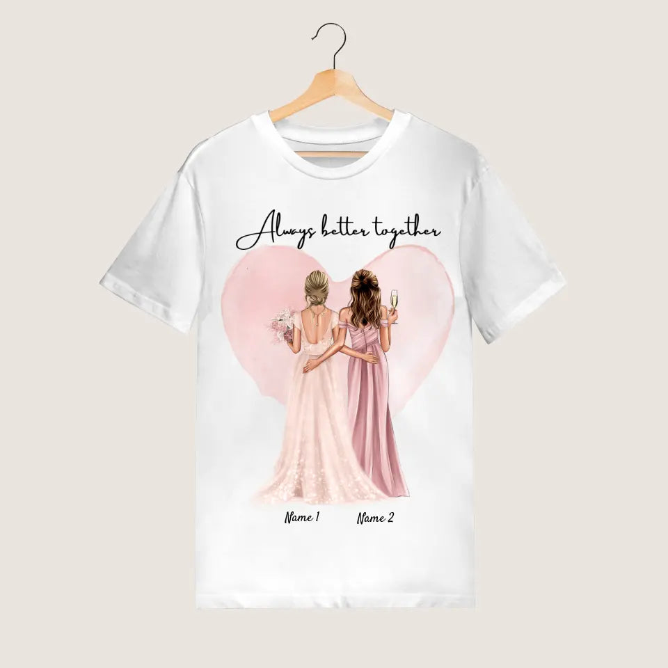 Novia con Dama de Honor / Dama de Honor - Camiseta personalizada (100% Algodón, Unisex)