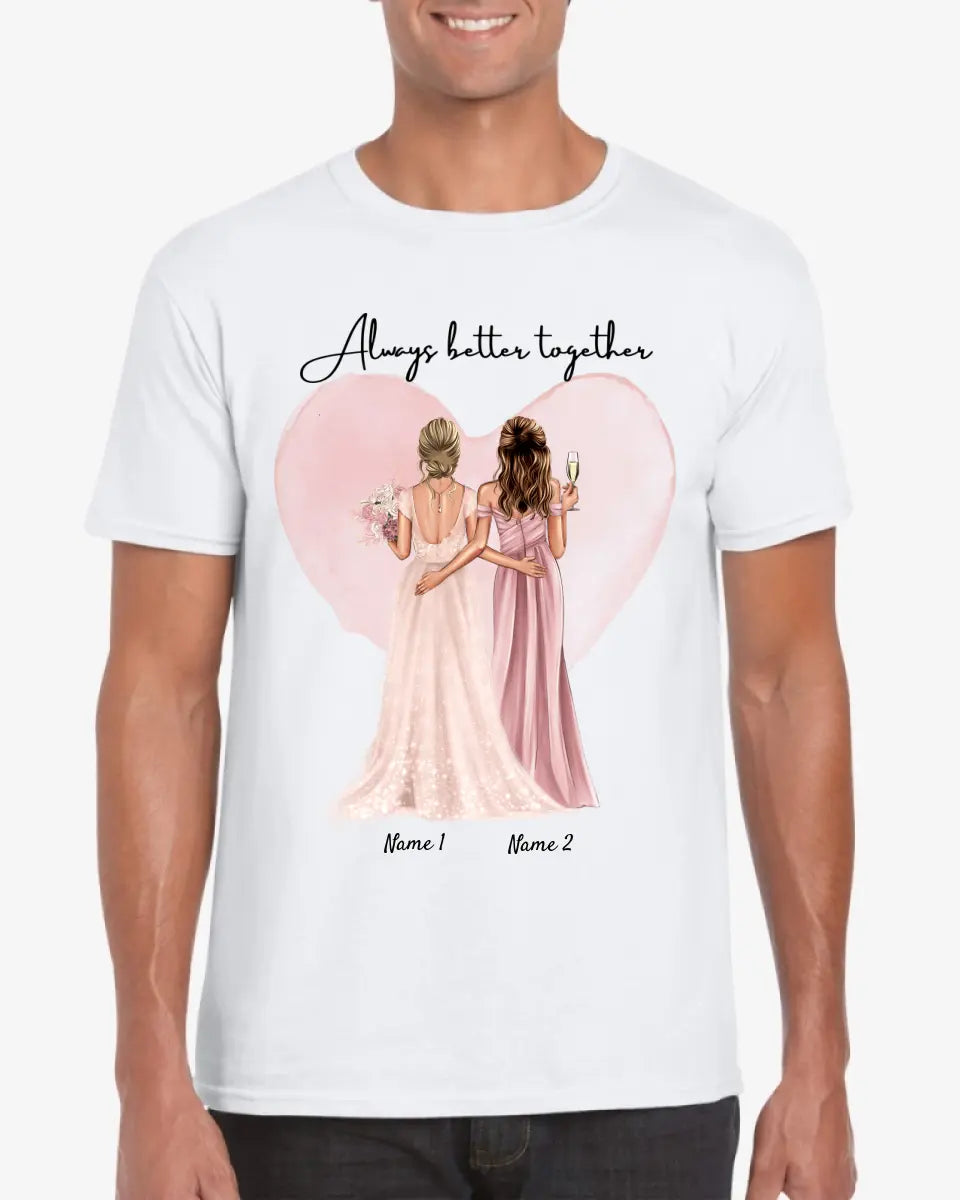 Novia con Dama de Honor / Dama de Honor - Camiseta personalizada (100% Algodón, Unisex)