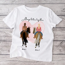 Cargar imagen en el visor de la galería, Beste Pferde-Freundinnen - Personalisiertes T-Shirt (1-3 Reiterinnen)
