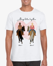 Cargar imagen en el visor de la galería, Beste Pferde-Freundinnen - Personalisiertes T-Shirt (1-3 Reiterinnen)

