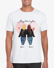 Cargar imagen en el visor de la galería, Beste Freundinnen Lederjacke mit Getränk - Personalisiertes T-Shirt (2-3 Personen)
