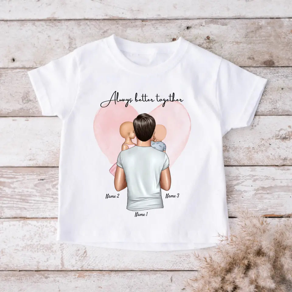 Niño con papá - Camiseta personalizada para niños (100% algodón, unisex)