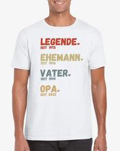 Cargar imagen en el visor de la galería, Für Opa - Legende seit - Personalisiertes T-Shirt für Väter &amp; Großväter (100% Baumwolle, Unisex)
