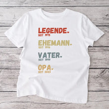 Cargar imagen en el visor de la galería, Für Opa - Legende seit - Personalisiertes T-Shirt für Väter &amp; Großväter (100% Baumwolle, Unisex)
