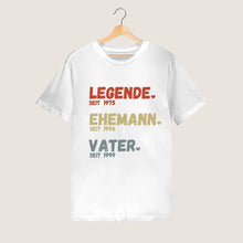 Cargar imagen en el visor de la galería, Für Papa - Legende seit, Ehemann seit, Vater seit - Personalisiertes T-Shirt für Väter (100% Baumwolle, Unisex)
